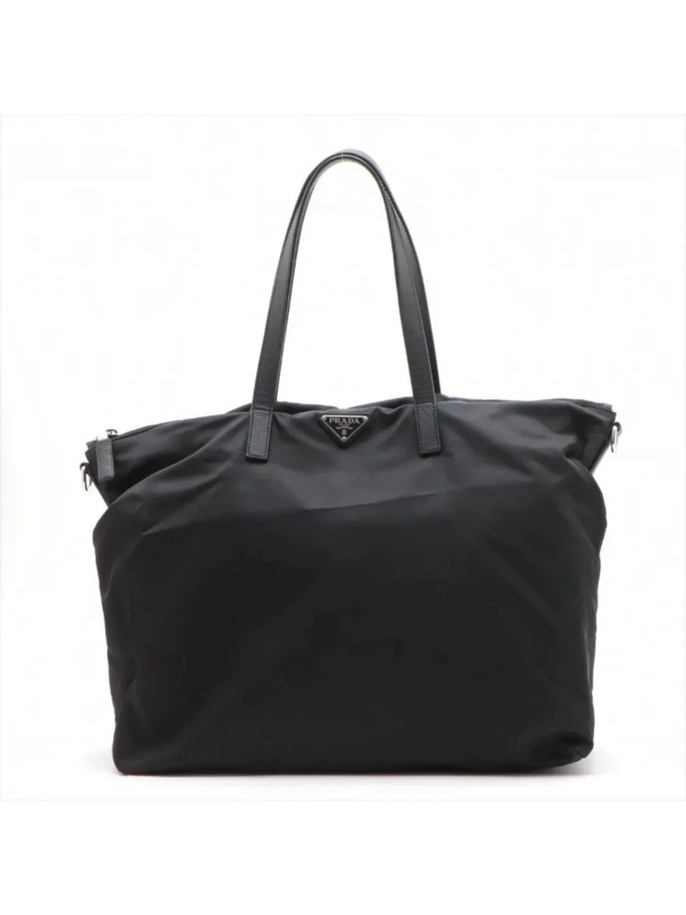 Prada Tessuto Nylon Leather Tote Shoulder Black